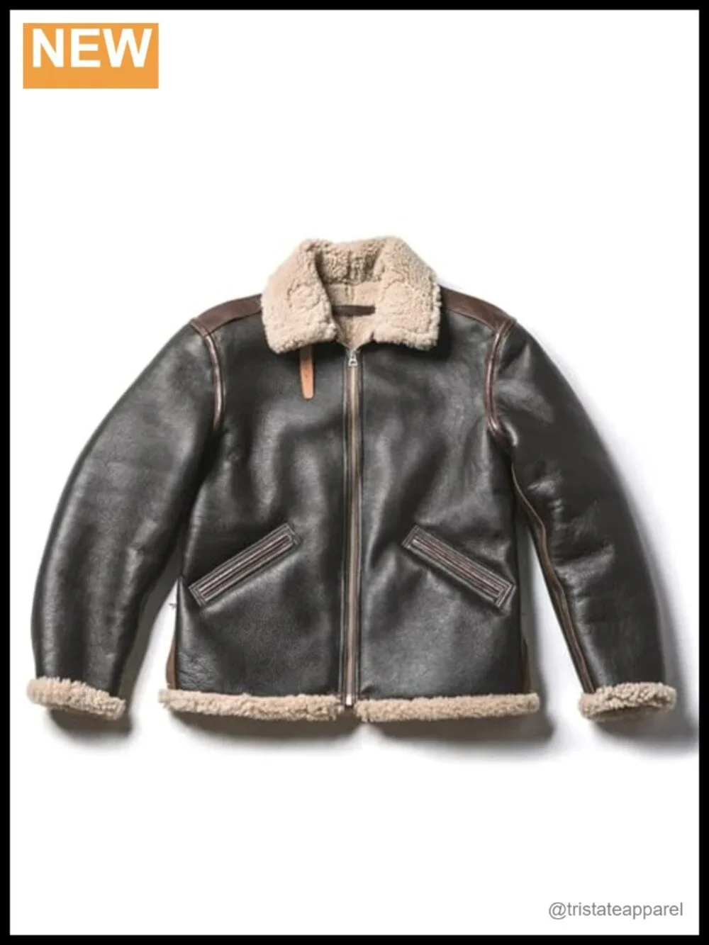 Men's Genuine Leather B6 Bomber Aviator Jacket Real Shearling
